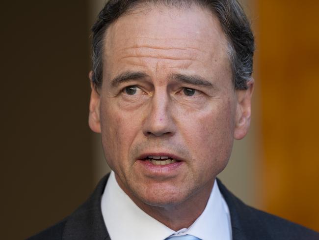 Health Minister Greg Hunt gave a commitment that none of the 50 million doses of the Astra Zeneca vaccine produce in Melbourne will be exported overseas. Picture: NCA NewsWire / Martin Ollman