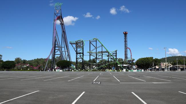 A deserted Movieworld on the first day of Easter school holidays. Picture: Tertius Pickard