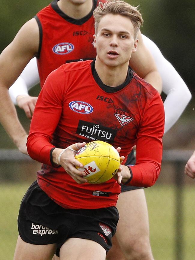 Dylan Clarke at Essendon training.