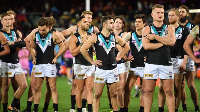 Shell-shocked Power players after their record Showdown loss. Picture: Getty Images