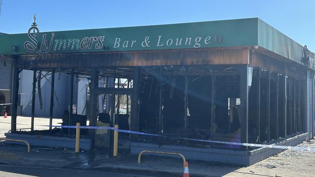 A blaze has taken hold in the Shimmers Bar and Lounge in Cranbourne, destroying the Cameron St business in the early hours of January 29, 2024. Picture: Erin Constable.