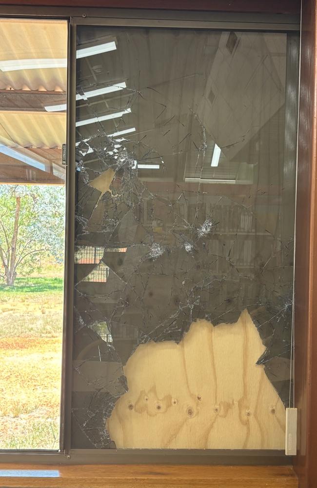 Tennant Creek Library is shut after a series of windows were smashed on Sunday night, a day after a vandalism shut the town's pool. Picture: Supplied