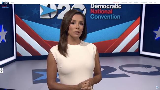 Actress Eva Longoria hosts the Democratic Party’s virtual convention.