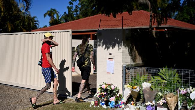 Friends of the Rayner come to comfort little Ethan’s parents. Picture: Dan Peled / NCA NewsWire