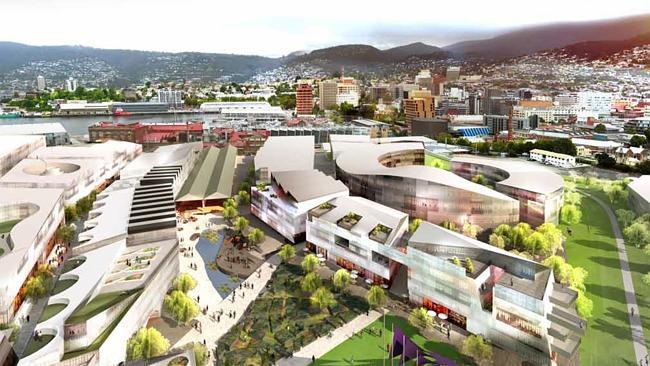 There is investor uncertainty for bold plans for Hobart’s Macquarie Point. Picture: SUPPLIED