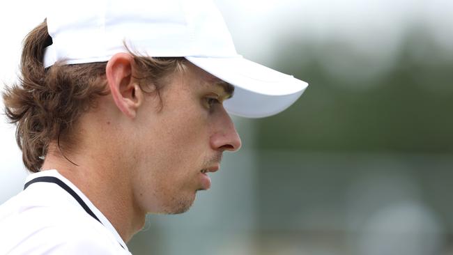 Alex De Minaur looks on as he plays against James Duckworth during day two of The Championships Wimbledon 2024. Picture: Clive Brunskill/Getty Images