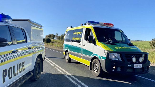 Long Valley Road was closed as Major Crash officers examined the scene into the evening. Picture: Georgia Westgarth/ 9 News Adelaide