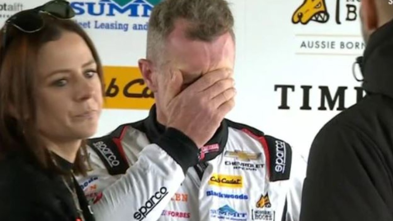 Dale Wood in tears in the garage