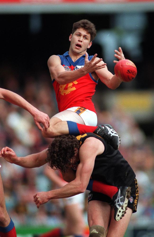 Chris Johnson flies high for Fitzroy.