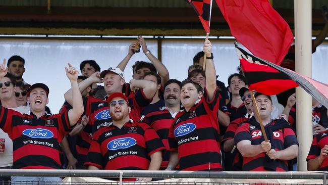 Fans at the Charter Hall Shute Shield Elimination match between Randwick and Northern Suburbs. Picture: Karen Watson/SRU.