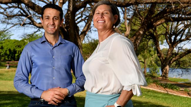 Opposition Leader Daivd Crisafulli with Mundingburra LNP candidate Janelle Poole. Picture: Evan Morgan