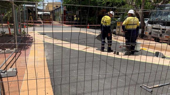 Magellan St in the Lismore CBD is closed as work starts on the new rainbow crossing. Picture: Cath Adams