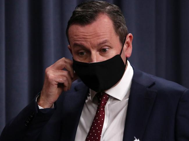 9/7/2021Premier Mark McGowan holds a presser at Dumas House media roomPic Colin Murty the Australian