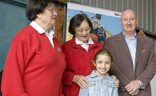  Rescue helicopter volunteers (from left) Emily and Mary Betteridge, with the face of this year’s appeal Briar-Rose Harder and Wespac Lismore branch manager Steve Bowden. . Picture: Mireille Merlet-Shaw