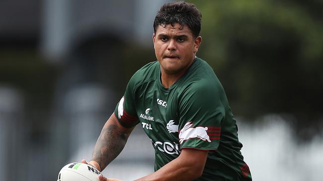 Latrell Mitchell during South Sydney NRL training at Redfern Oval, Sydney. Picture: Brett Costello