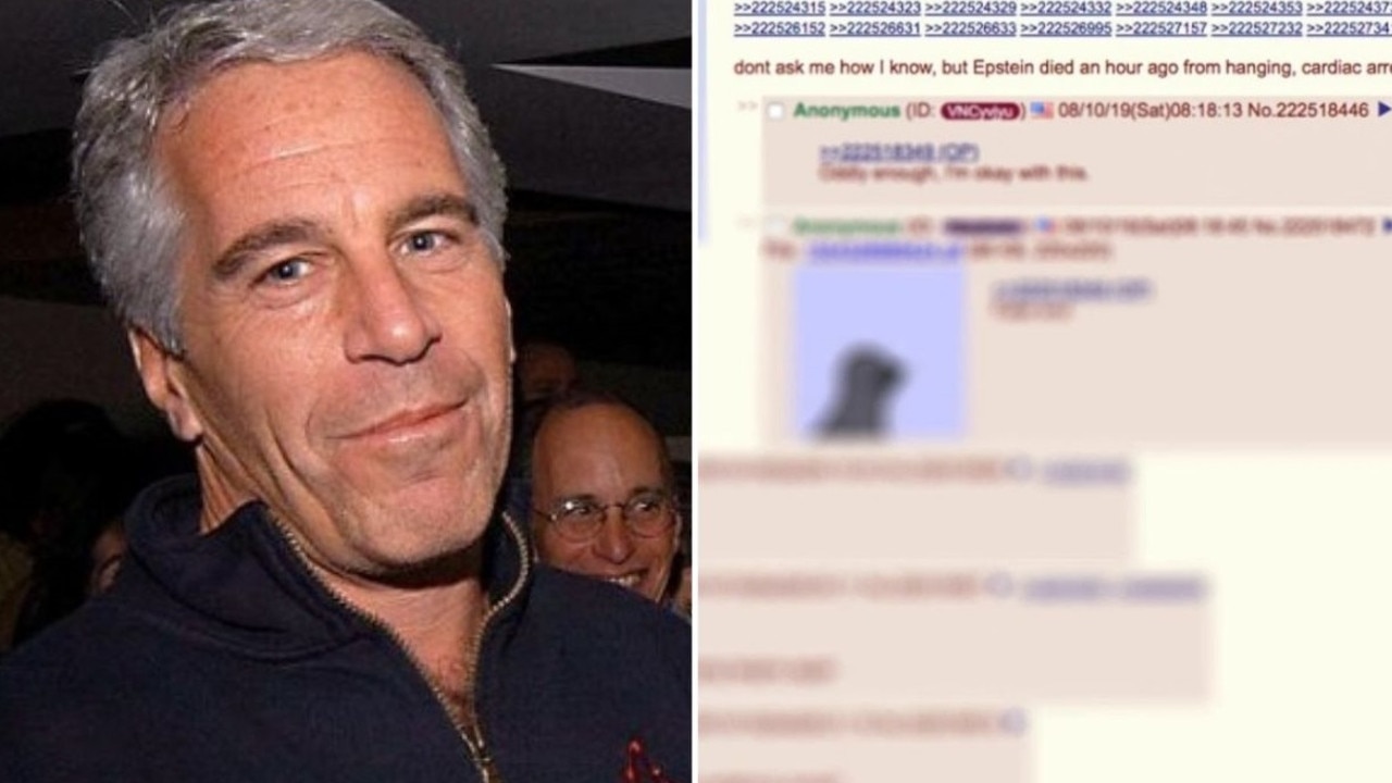 News of Jeffrey Epstein's death was allegedly first leaked on 4chan. Picture: Supplied