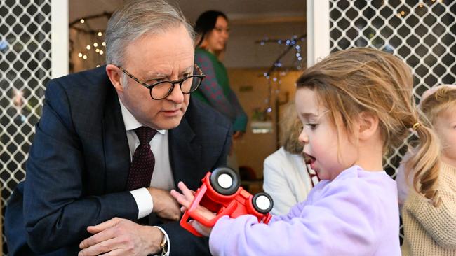 BRISBANE, AUSTRALIA - NewsWire Photos - JULY 17, 2024. The Prime Minister, Anthony Albanese visits a childcare centre in Brisbane before announcing the Labor candidate for the seat of Brisbane, Madonna Jarrett. Picture: Dan Peled / NewsWire