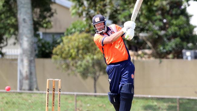 Action pictures of Taper Premier Cricket between Runaway Bay (orange) and Broadbeach at Broadbeach Robina Cricket Club. Wade Kilbourn. 12 November 2022 Mermaid Waters Picture by Richard Gosling