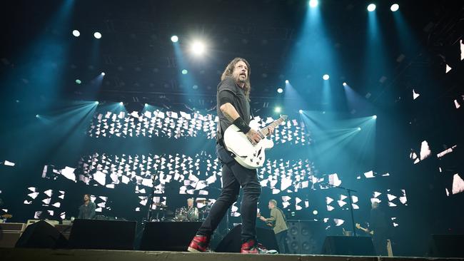 Dave Grohl, frontman of US rock band Foo Fighters, performing at in New Hampshire on May 24 ahead of the band's 11th album release, titled 'But Here We Are'. Picture: Scarlet Page