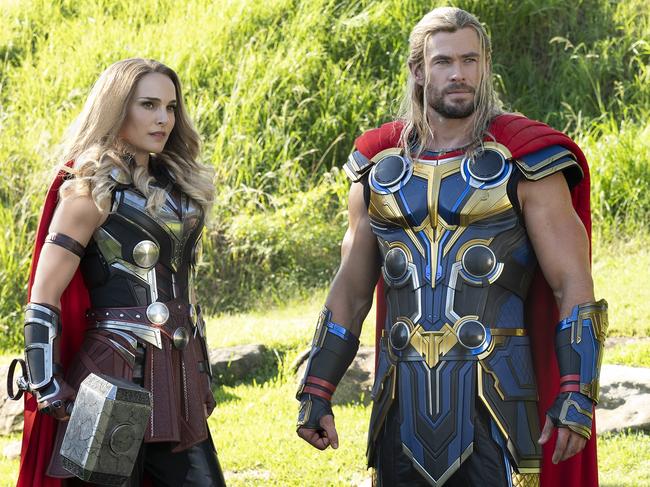 Thor: Love and Thunder production stills -  (L-R): Natalie Portman as Mighty Thor and Chris Hemsworth as Thor in Marvel Studios' THOR: LOVE AND THUNDER. Photo by Jasin Boland. ÃÂ©Marvel Studios 2022. All Rights Reserved.  Picture: Marvel Studios