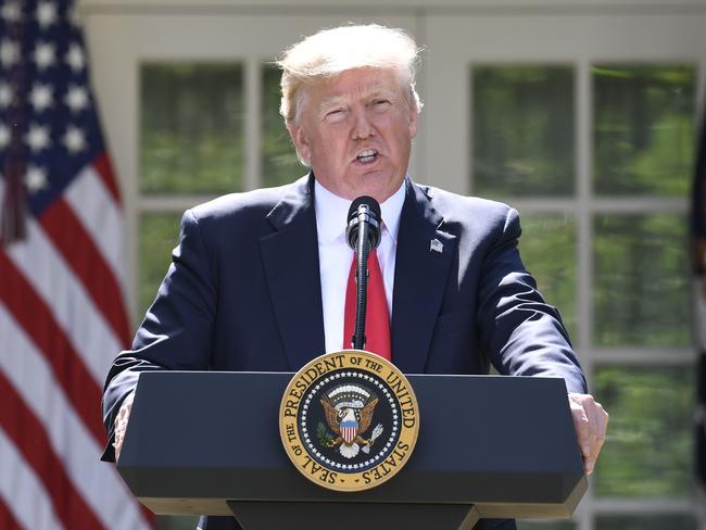 US President Donald Trump announces his decision on the Paris Climate Accord in the Rose Garden of the White House in Washington, DC. Picture: AFP/Saul Loeb