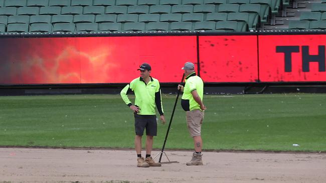 10,000 square metres of the MCG turf were replaced ahead of AFL round 1. Picture: David Caird