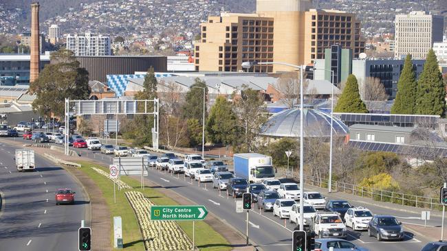 A crash on Bridge on Thursday morning caused congestion throughout Hobart. Picture: RICHARD JUPE