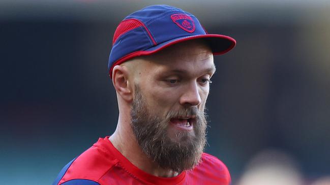 MELBOURNE, AUSTRALIA - JULY 07: Max Gawn of the Demons warms up prior to the round 17 AFL match between Melbourne Demons and West Coast Eagles at Melbourne Cricket Ground on July 07, 2024 in Melbourne, Australia. (Photo by Graham Denholm/AFL Photos/via Getty Images)