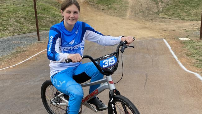 Young BMX racer Amelia Stichbury loves racing at her home track.