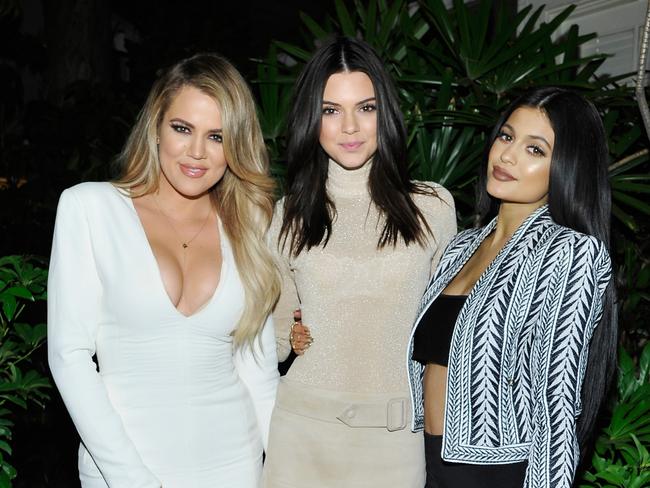 Kendall Jenner with sisters Khloe and Kylie. Picture: John Sciulli/Getty Images for Calvin Klein