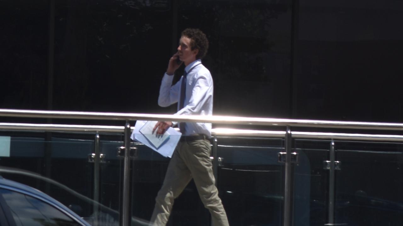 Johnathon Herbert Rickert leaving Toowoomba Magistrates Court on October 30, 2023, after pleading guilty to crashing his car at Rangeville while drunk.