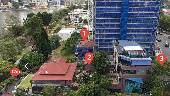 1: Scott St Flats (aka Scott House), built in 1925; 2: Water Police Residence built 1901; 3: Water Police Lock-Up.