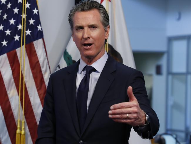 Gavin Newsom, governor of California, speaks during a news conference in Sacramento, California, U.S., on Tuesday, April 14, 2020. NewsomÃÂ outlined his plan to lift restrictions in the most-populous U.S. state, saying a reopening depends on meeting a series of benchmarks that would remake daily life for 40 million residents. Photographer: Rich Pedroncelli/AP/Bloomberg via Getty Images