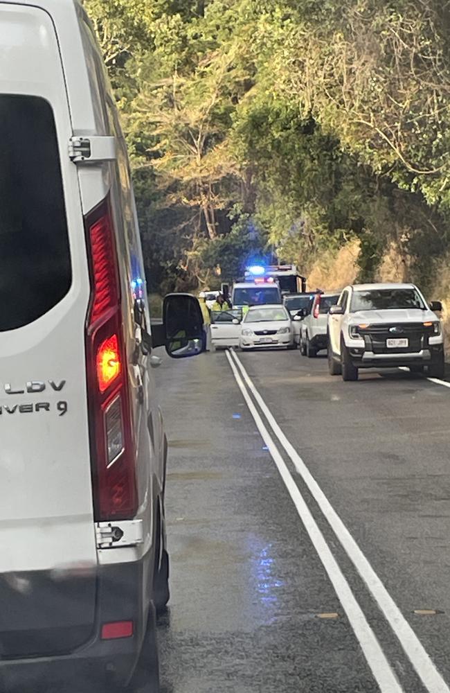 Emergency crews are on scene after a single vehicle crash on Shute Harbour Rd at Flametree. Picture: Daneka Hill