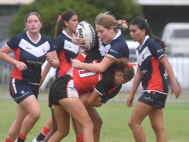 Kirwan State High School hosts St Patrick's College, Mackay, in round 1 of the 2025 Aaron Payne Cup. Senior Girls. Picture: Evan Morgan