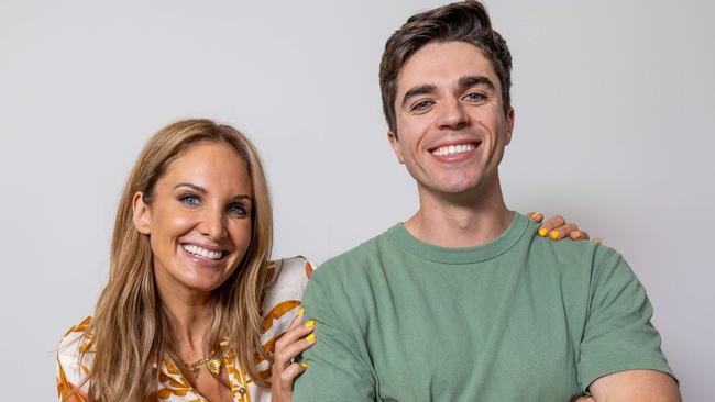 Mix 102.3's new brekky presenter Hayley Pearson with Max Burford. Picture: Ben Clark.