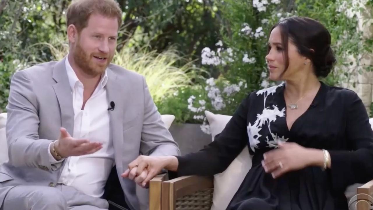 Harry and Meghan during the interview. Picture: CBS