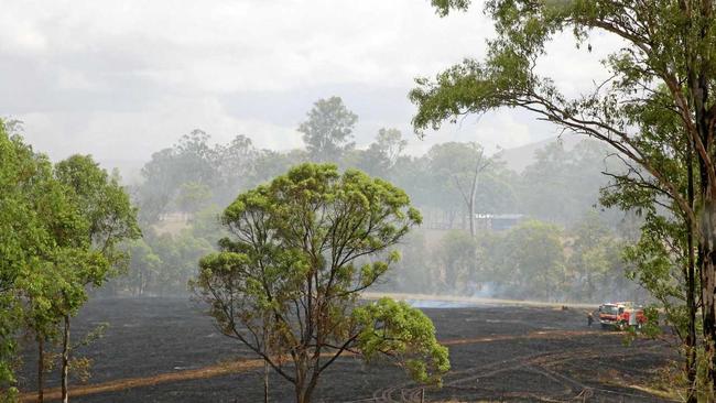 BLACKENED EARTH: Emergency crews extinguished a grass fire at Danchia Court, Southside. Picture: Rowan Schindler