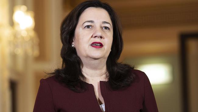 Premier Annastacia Palaszczuk has revealed Queensland has recorded two new COVID cases in the past 24 hours while an infected man from Victoria has been apprehended by police. Picture: Attila Csaszar