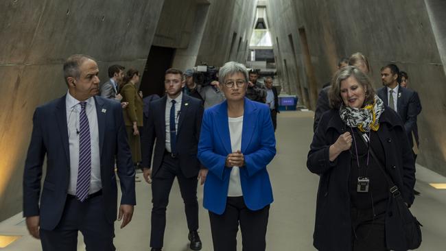 Foreign Minister Penny Wong at the Yad Vashem Holocaust memorial centre in Jerusalem. Picture: Daniel Walding