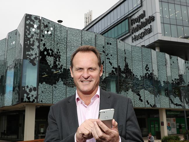 29/05/18 SA company Chamonix Health Solutions is developing  the Healthi allowing people to access health records in the My Health Record system any where, any time. Pictured is Chamonix Health Solutions co-founder Geoff Rohrsheim outside the new RAH.Picture: DYLAN COKER