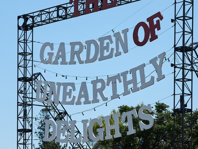 The Garden of Unearthly Delights sign at the Adelaide Fringe, Sunday, Feb. 26, 2023. Picture: Matt Loxton