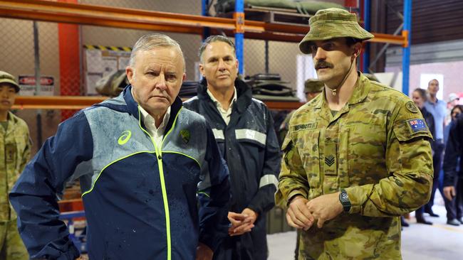 Anthony Albanese and Defence Minister Richard Marles at Gallipoli Barracks. Picture: Tertius Pickard