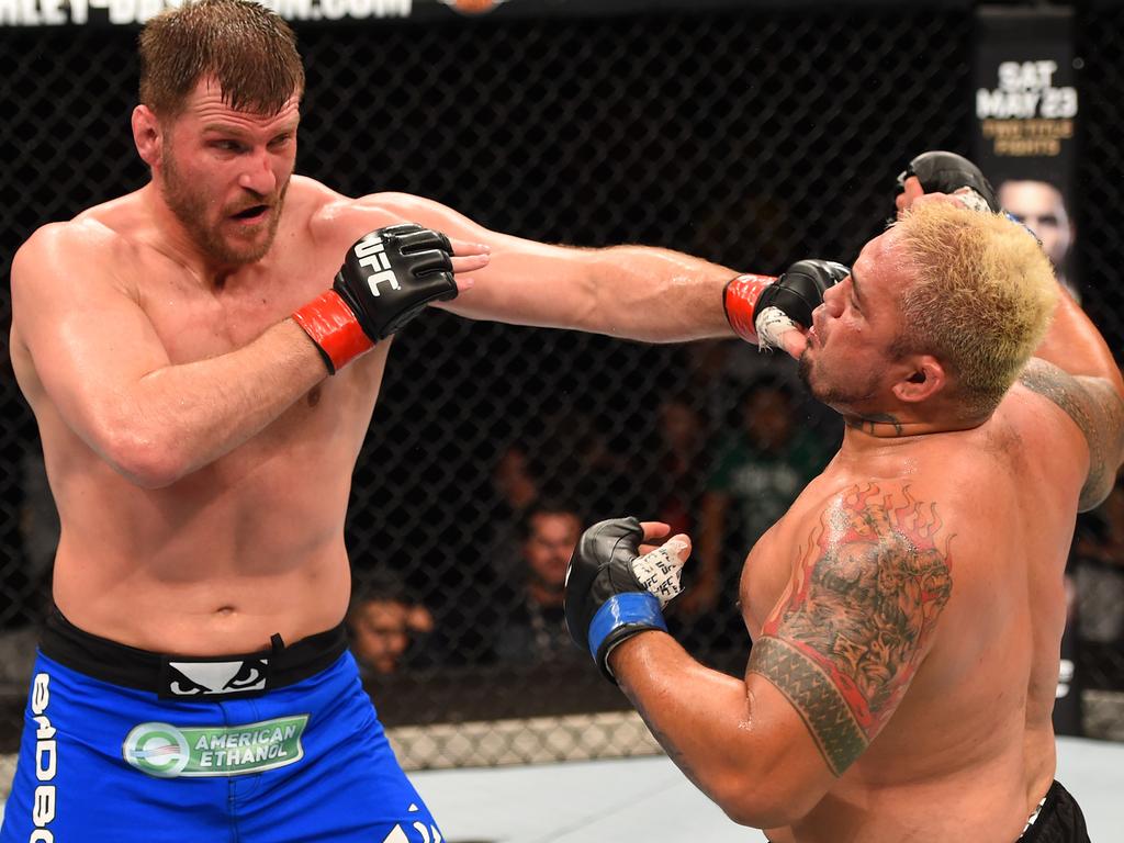 The 2015 main event between Stipe Miocic and Mark Hunt changed both men forever. Picture: Josh Hedges/Zuffa LLC/Zuffa LLC via Getty Images