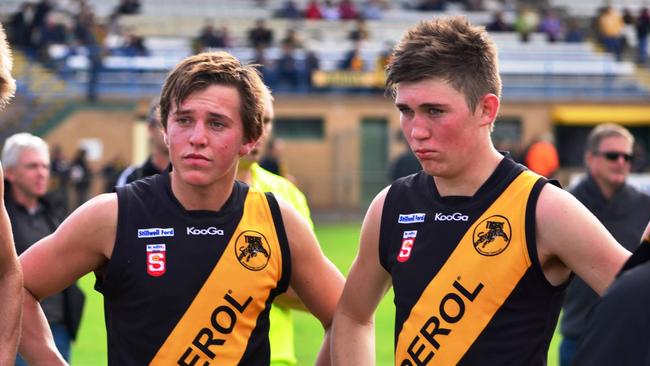 Tom Hutchesson (left) as a junior with Glenelg. Picture: Facebook