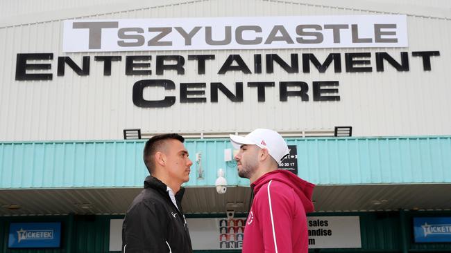 Tim Tszyu and Michael Zerafa face off. Picture: Peter Lorimer/Getty Images