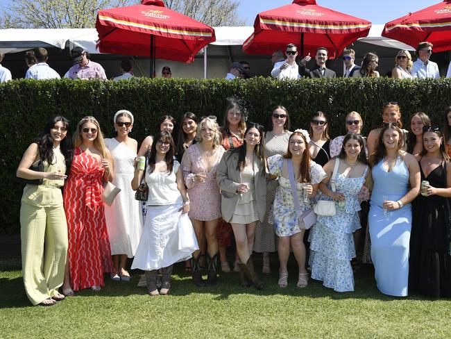 Benalla bet365 Gold Cup horse races. Racegoers attending the cup meeting in Benalla, Victoria, Friday 27th September 2024. Another Dookie University group. Picture: Andrew Batsch