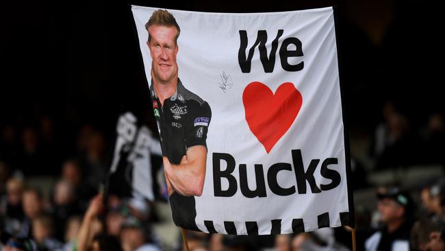 Magpies fans were right behind the coach. Pic: AAP