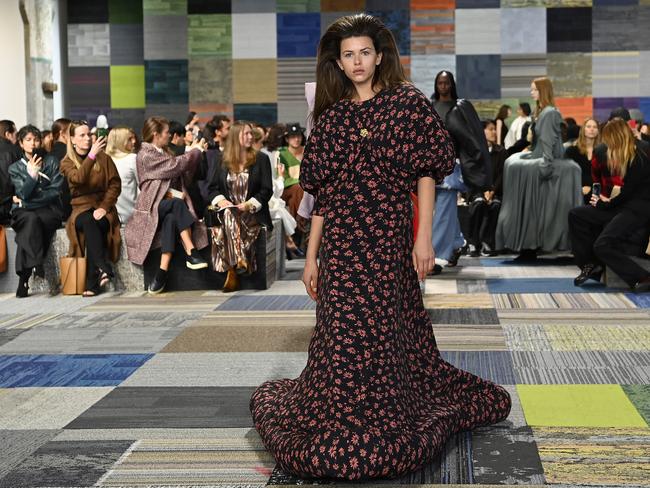 Georgia Fowler walks the runway during Jordan Dalah’s Afterpay Australian Fashion Week show in Sydney. Picture: Getty Images