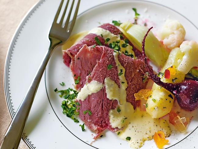 Corned beef with horseradish bearnaise.